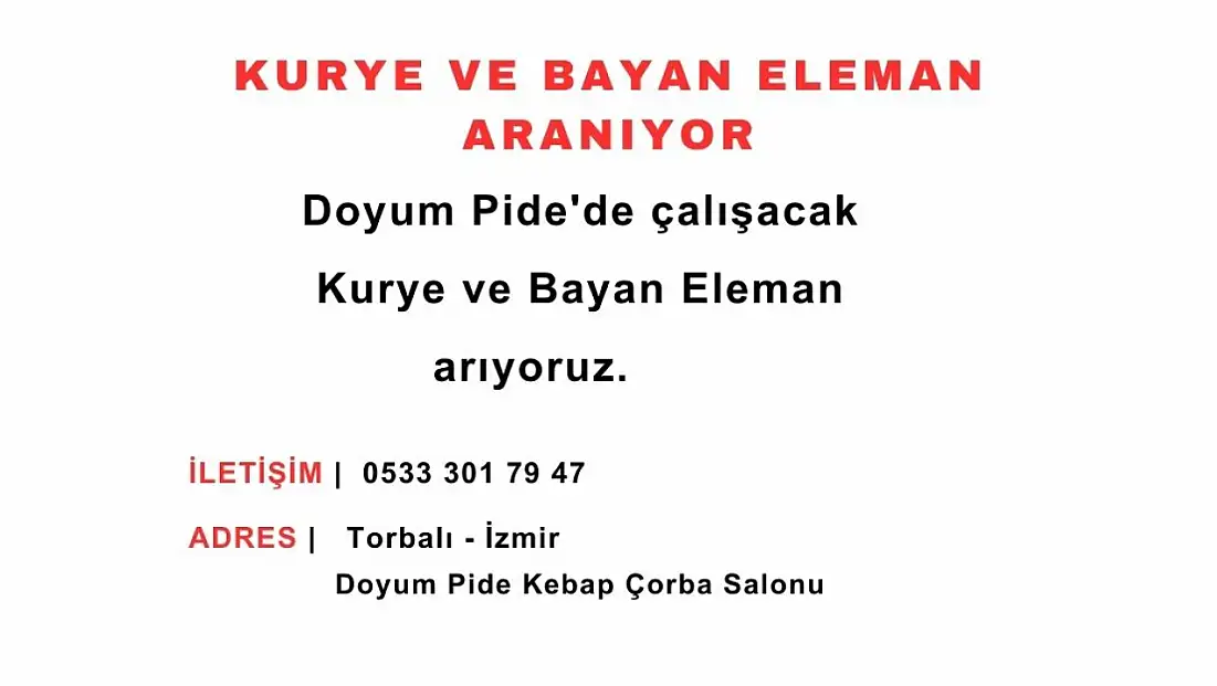 Kurye ve Bayan Eleman Aranıyor