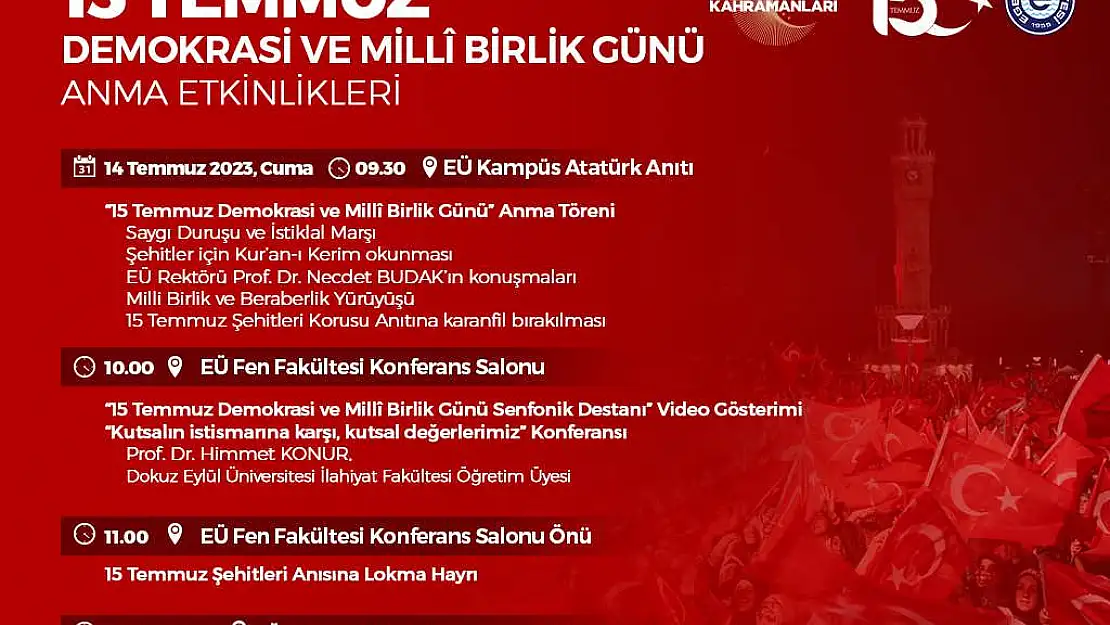 15 Temmuz şehitleri EÜ'de etkinlikle anılacak