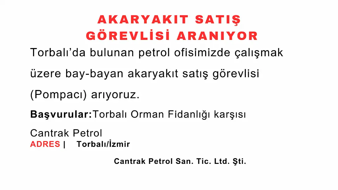 Akaryakıt Satış Görevlisi Aranıyor