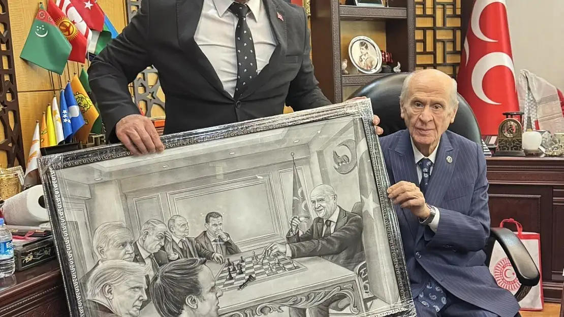Bahçeli'nin yeni tablosu olay oldu! Dünya liderlerini mat etti