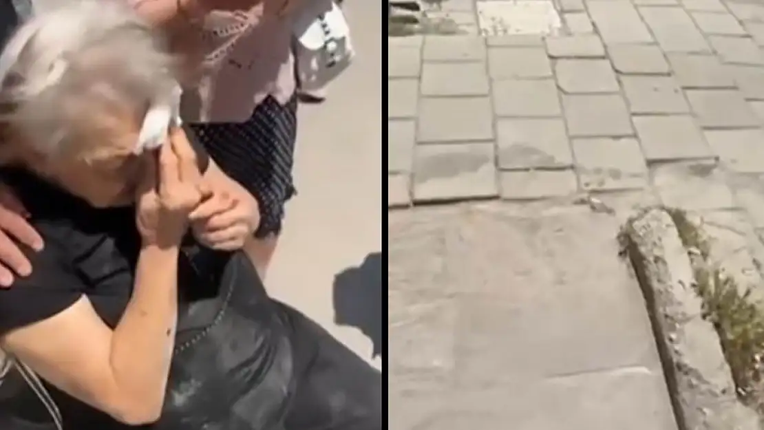 Buca'da bozuk kaldırım, yaşlı kadını yere düşürdü!