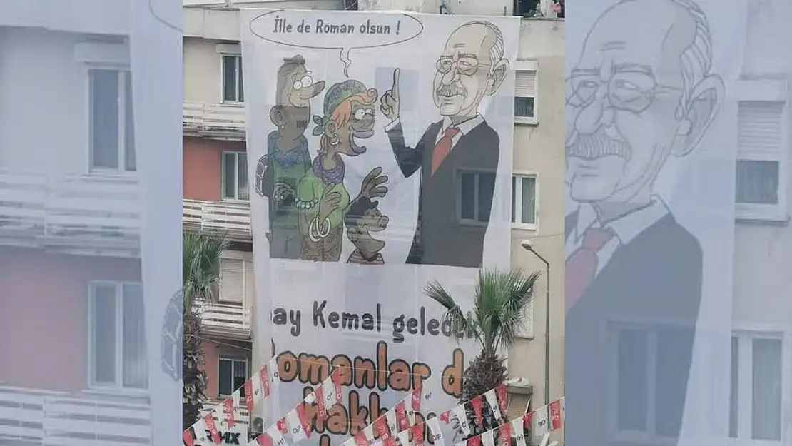 CHP'den Romanları aşağılayan pankart