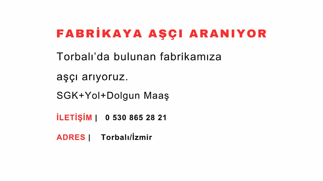 Fabrikaya Aşçı Aranıyor