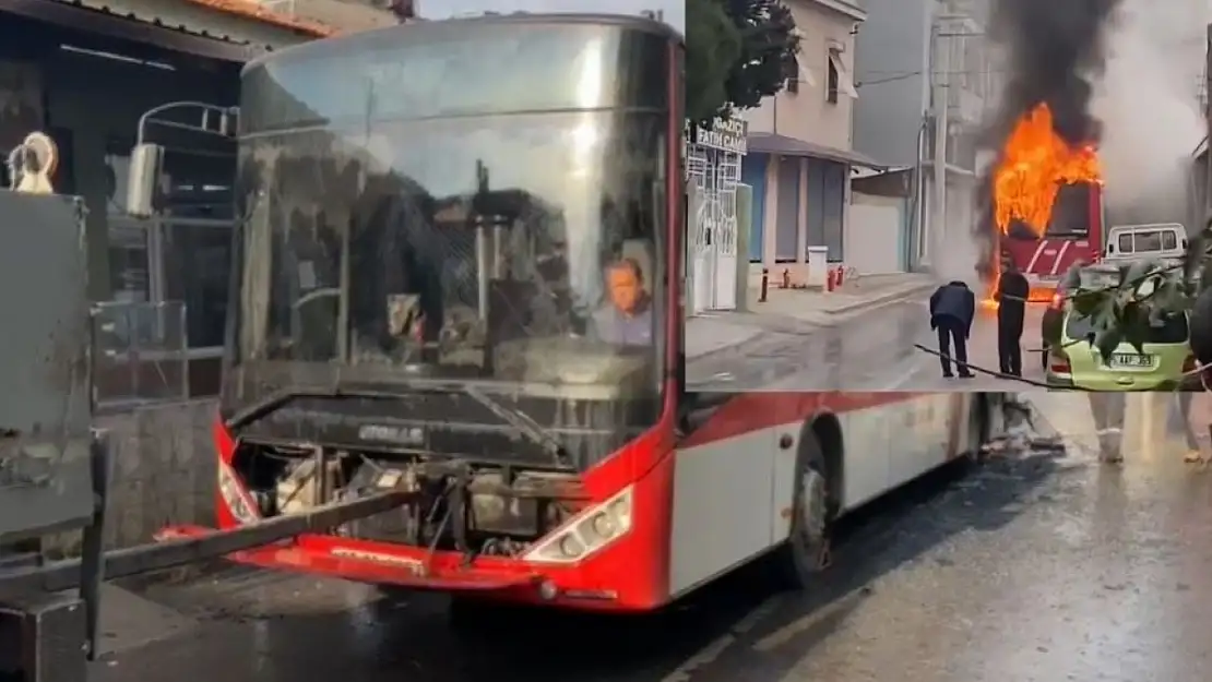 İzmir'de belediye otobüsü yangını: Olay anı kamerada