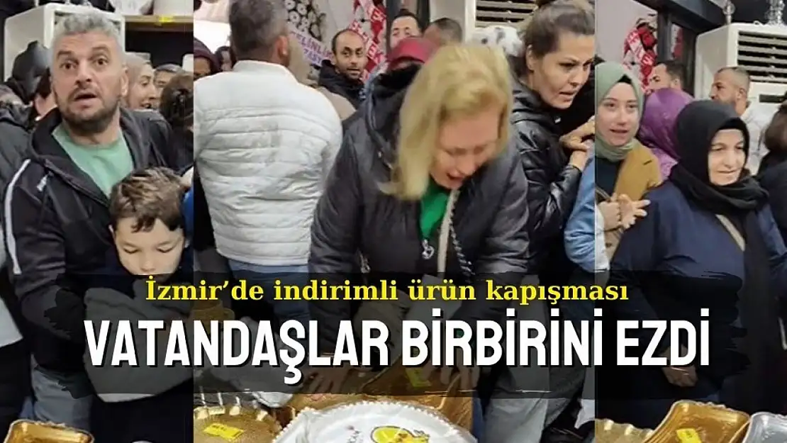 İzmir'de indirimli ürün kapışması: Vatandaşlar birbirini ezdi