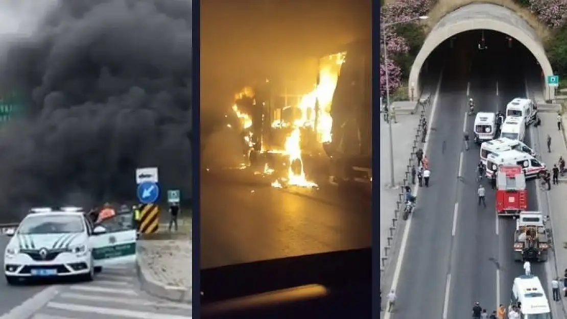 İzmir Bayraklı Tüneli’nde TIR yangını