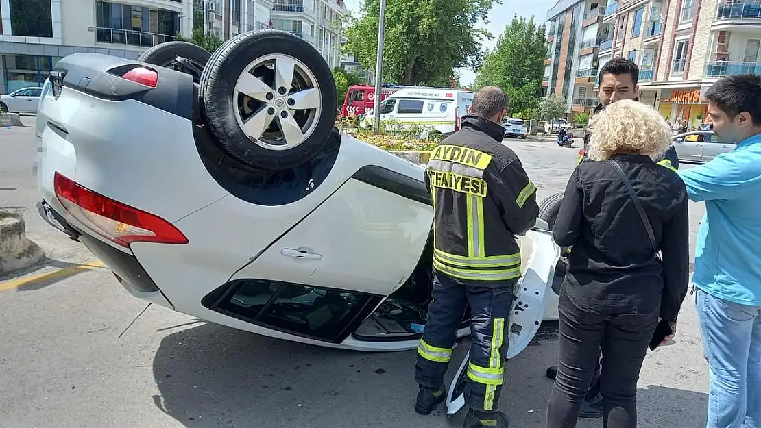 Kaza yapan araç ters döndü: 3 yaralı