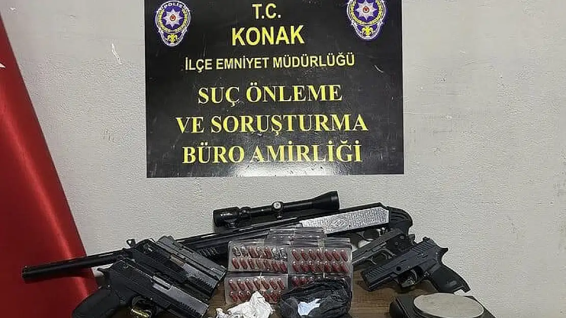 Konak’da şuç makinesi kıskıvrak yakalandı, evinde cephanelik çıktı