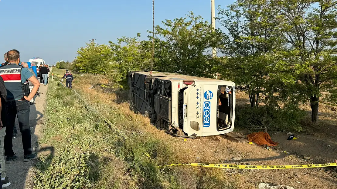 Konya'da yolcu otobüsü şarampole devrildi: Ölü ve yaralılar var