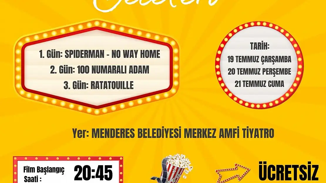 Menderes'te Yazlık Sinema Günleri Başlıyor