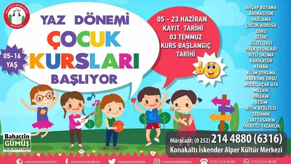 Menteşe Belediyesi'nin ücretsiz olarak düzenlediği yaz kurslarına kayıtlar başladı