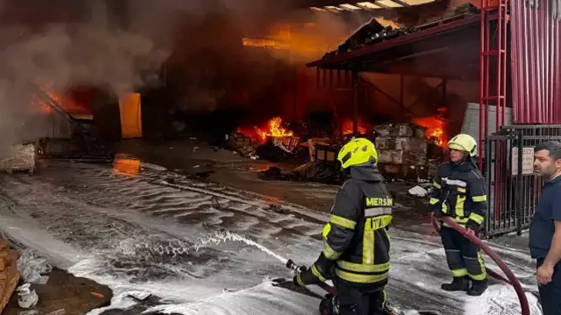 Mersin'de bir fabrikada yangın: Patlama sesleri duyuluyor