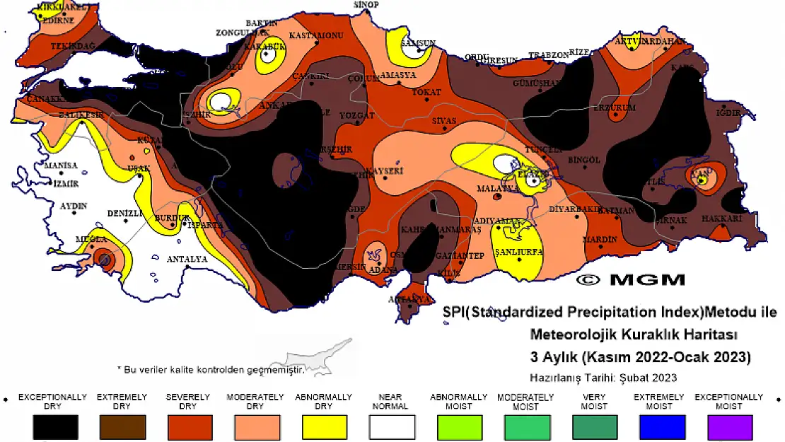 Meteoroloji Genel Müdürlüğü Kuraklık Haritasını Yayınladı