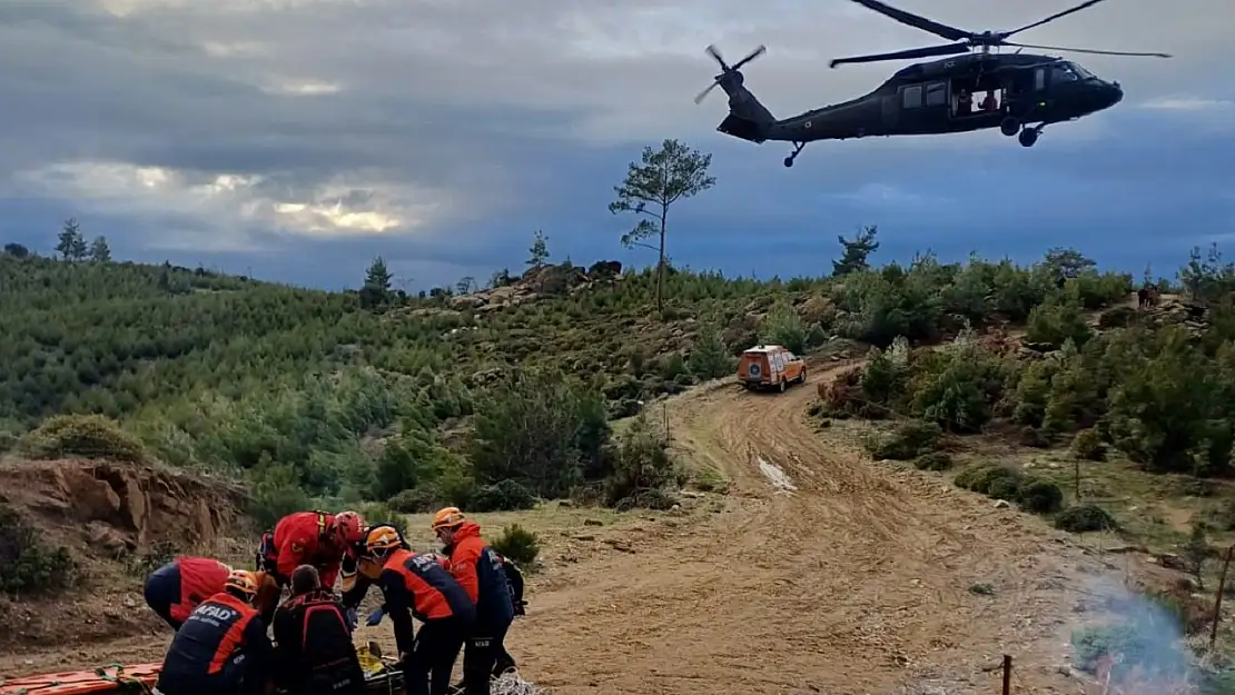 Motokros kazası geçiren sporcu askeri helikopterle hastaneye ulaştırıldı