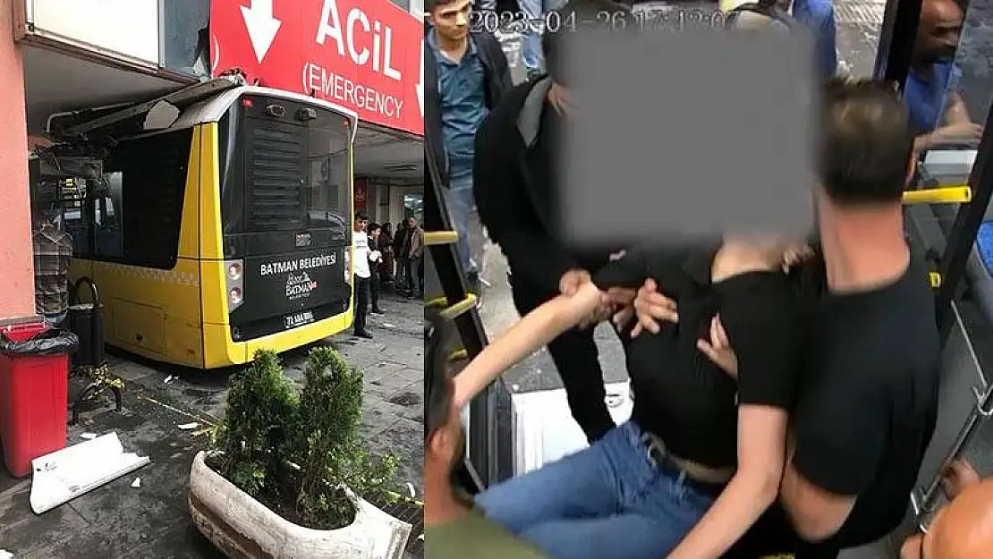 Otobüs acil servisin tavanına sıkıştı