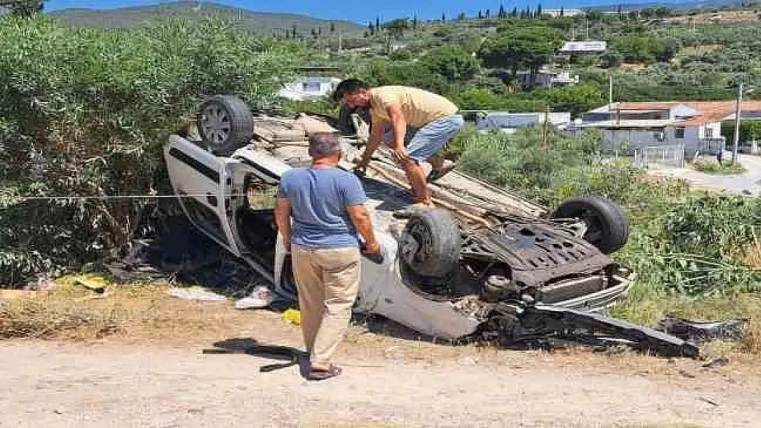 Söke’de meydana gelen kazada araç takla attı