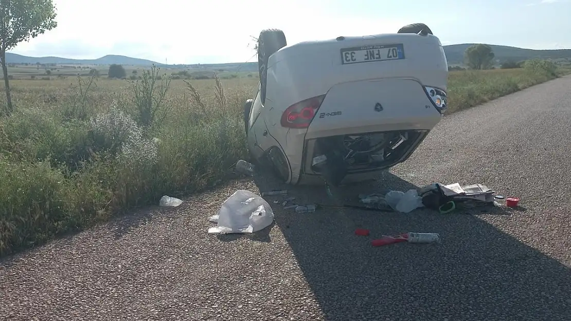 Takla atan otomobilin sürücüsünü emniyet kemeri kurtardı