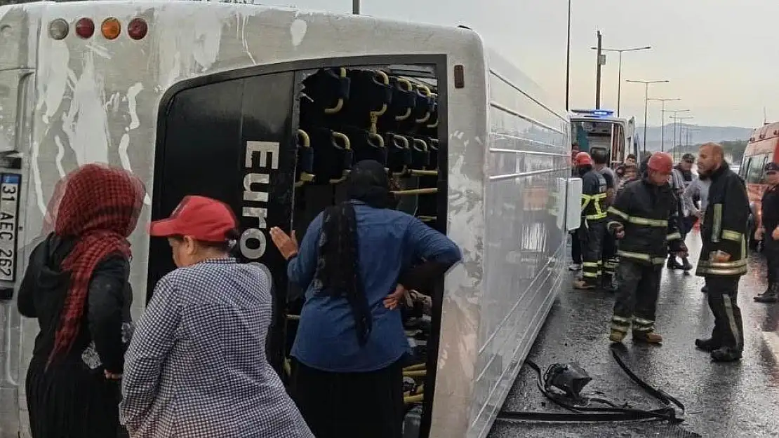 Tarım işçilerini taşıyan otobüs devrildi!