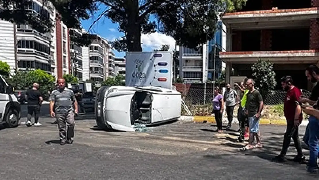 Torbalı’da feci kaza araç takla attı