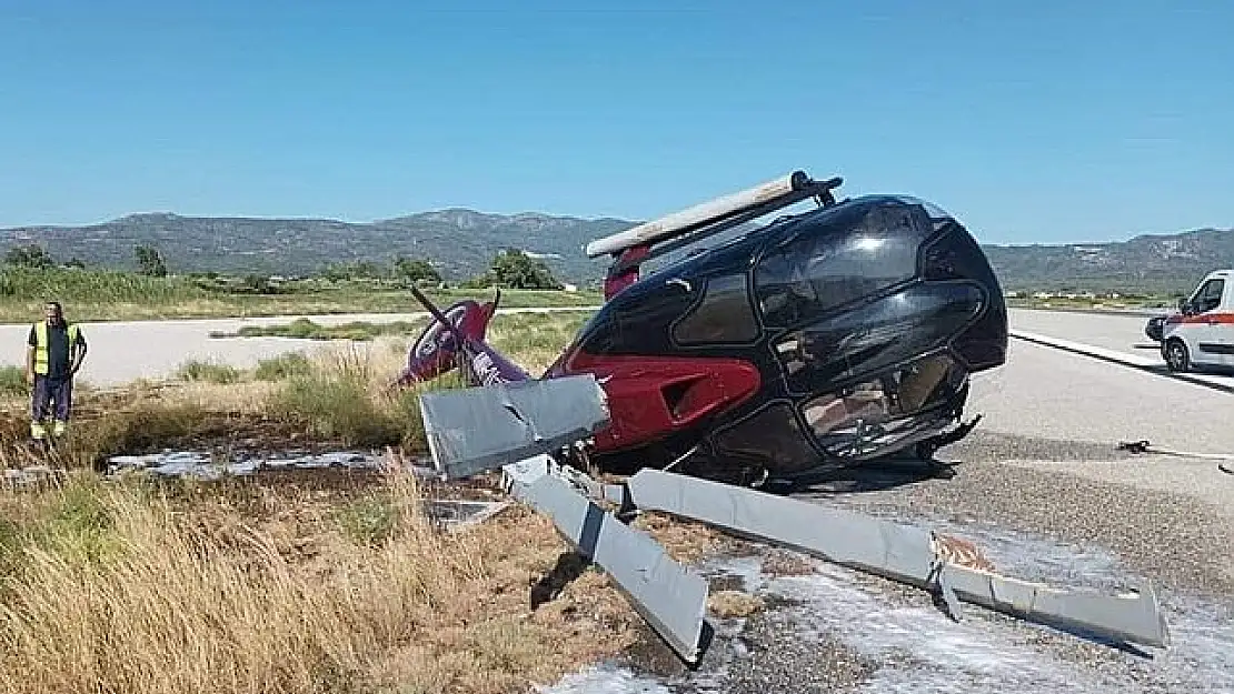 Türk şirkete ait helikopter Sisam Adası'nda düştü