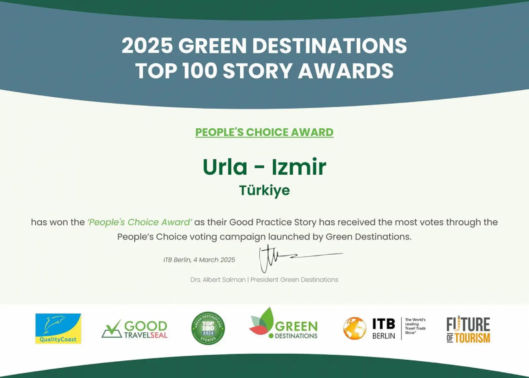 İzmir'in adını 'Halkın Seçimi' ödülüyle taçlandırdı