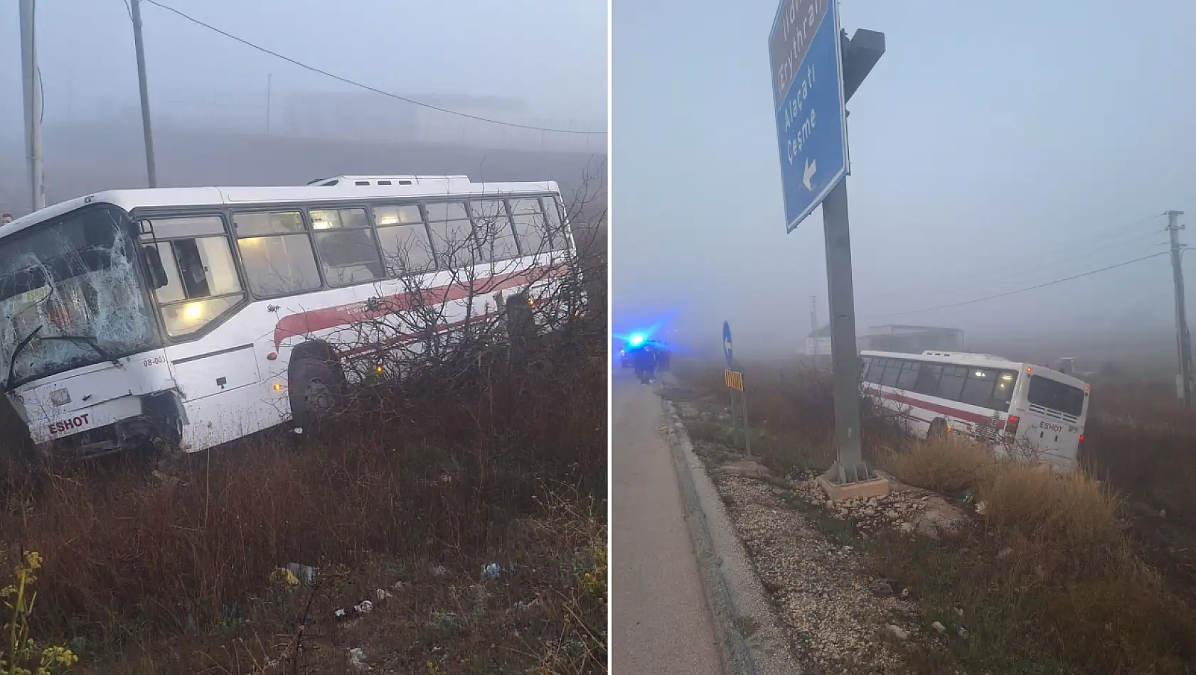 ESHOT otobüsü yoğun siste yoldan çıktı: Otobüste kaç yolcu vardı?