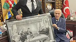 Bahçeli'nin yeni tablosu olay oldu! Dünya liderlerini mat etti
