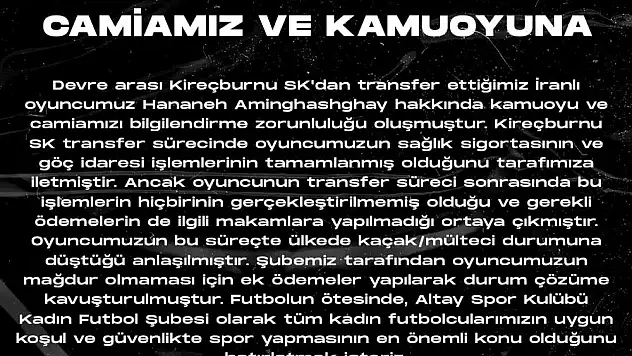 Altay'ın İranlı kadın futbolcusu mülteci durumuna düştü