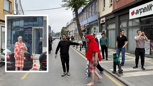 Depreme hamamda yakalandı, peştemalla sokağa çıktı!