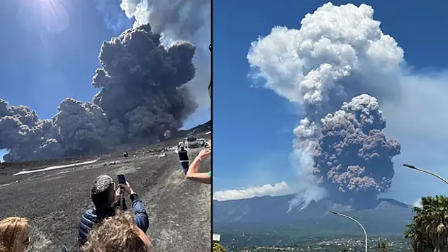 Panik anları: Etna Yanardağı'nda patlama meydana geldi