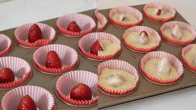 Tatlı krizine son! Şimdi denemeniz gereken efsane çilekli cupcake tarifi!