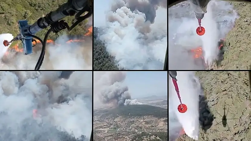 İzmir'de orman yangını! 4 uçak, 6 helikopter müdahaleye başladı